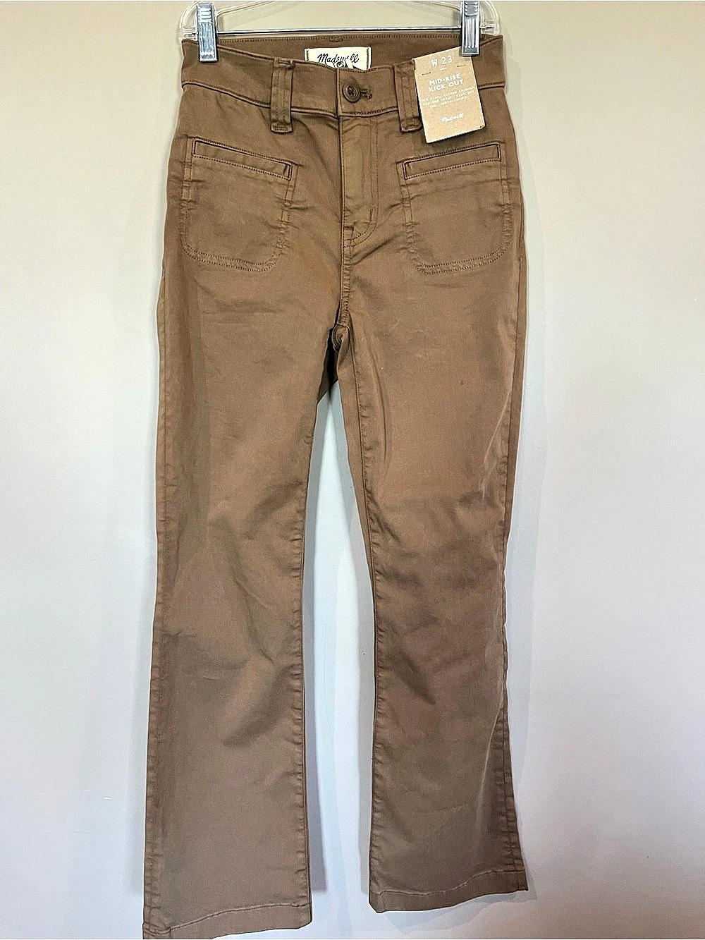 Madewell Mid Rise Flare Pants in Dark Khaki Brown